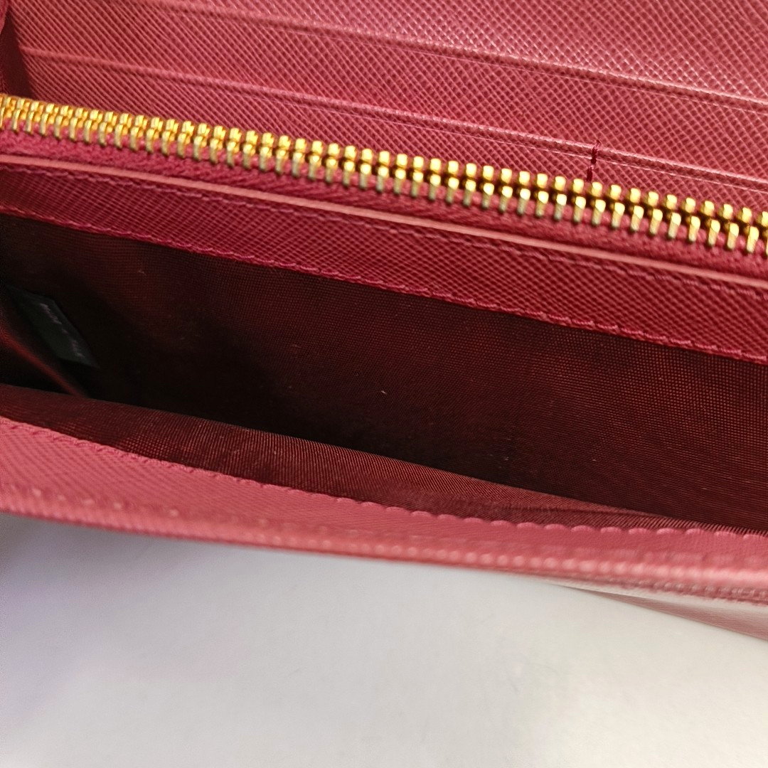 PRADA Pink cowhide cross-grain wallet Golden hardware-(SKU)-955720758