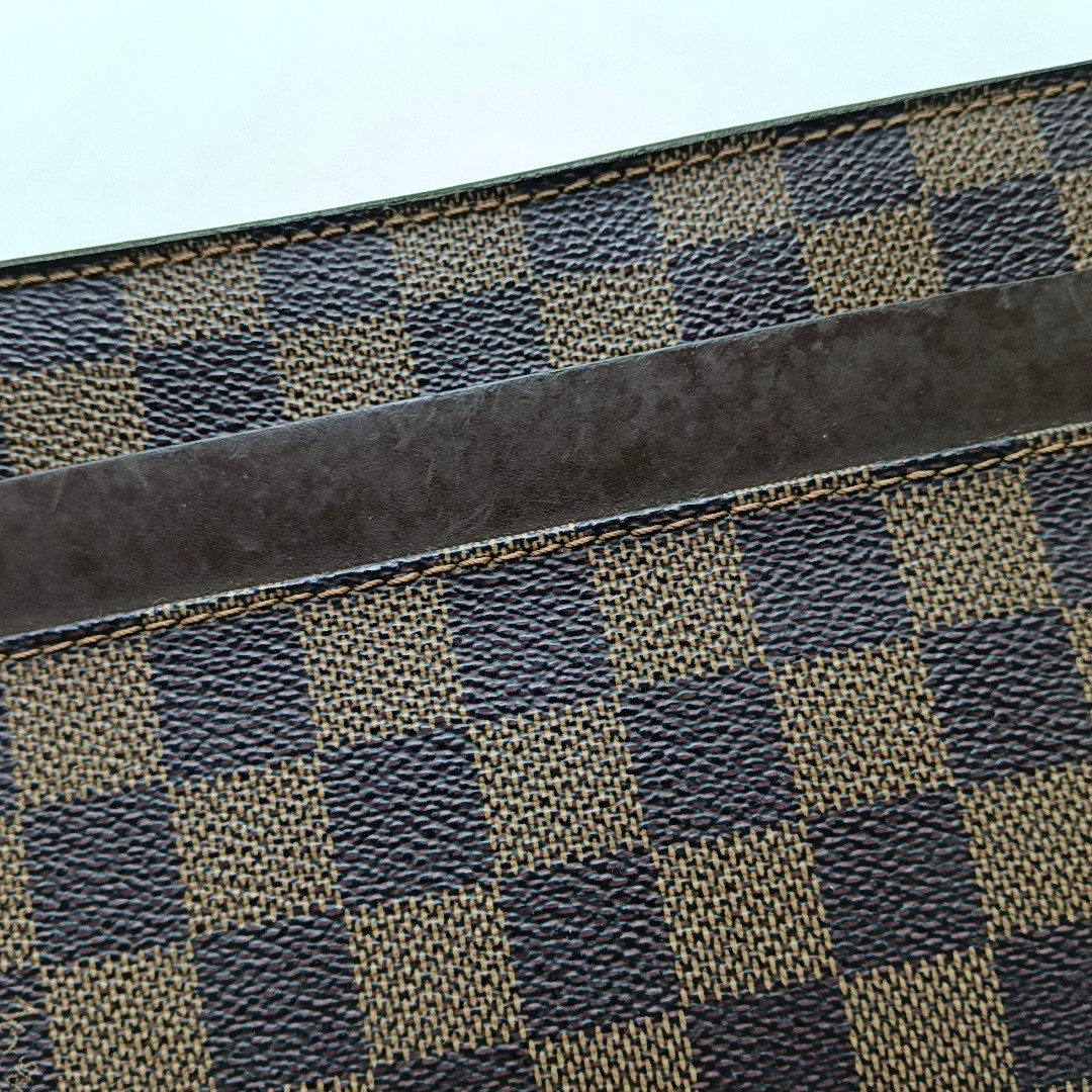 LOUIS VUITTON SAINT LOUIS Brown Coated Canvas Checkered Handbag Golden hardware-(SKU)-955725182