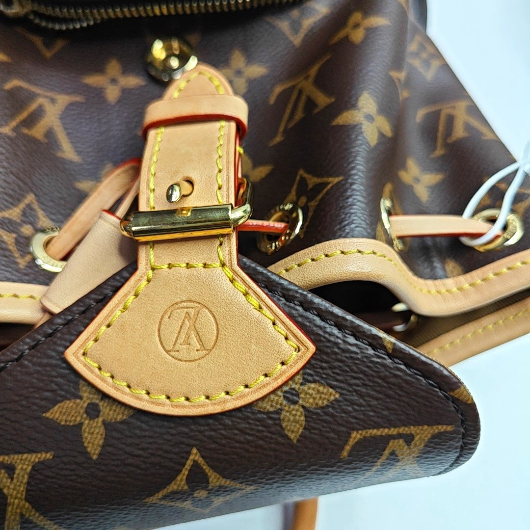 LOUIS VUITTON MONTSOURIS BB brown coated canvas Monogram backpack gold hardware 2 removable shoulder straps complete accessories-(SKU)-965720773