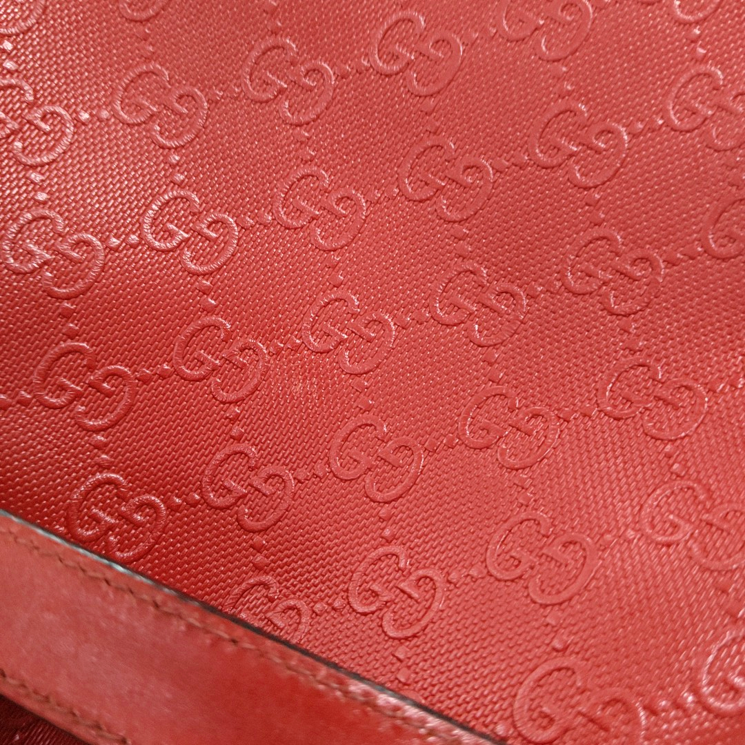 GUCCI Bucket bag Red Cowhide Monogrammed Studs Shoulder Bag Crossbody Bag Golden hardware-(SKU)-957386038