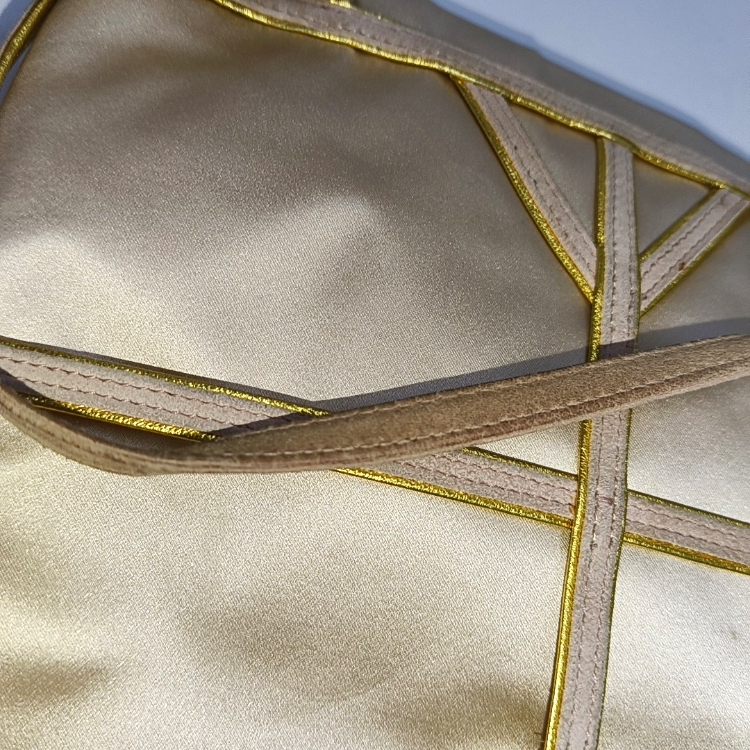 PRADA Tote bag Nude Pink Satin Tote Bag Golden hardware-(SKU)-14425412