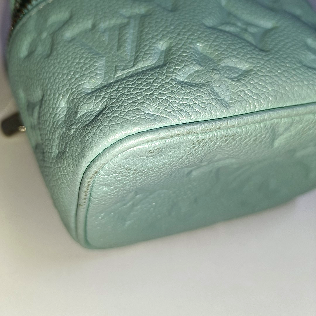 LOUIS VUITTON NICE Turquoise Green Leather Monogram Embossed Shoulder Bag Silver Hardware Removable Strap-(SKU)-942263065