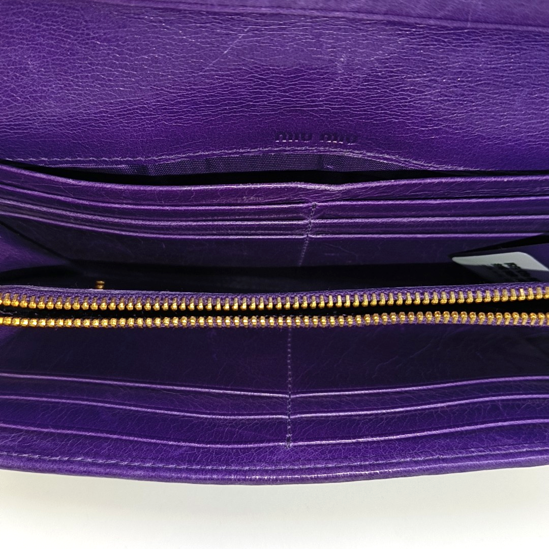 Miu Miu Purple Calf Leather Quilted Wallet Golden hardware Sub-bag-(SKU)-960261981