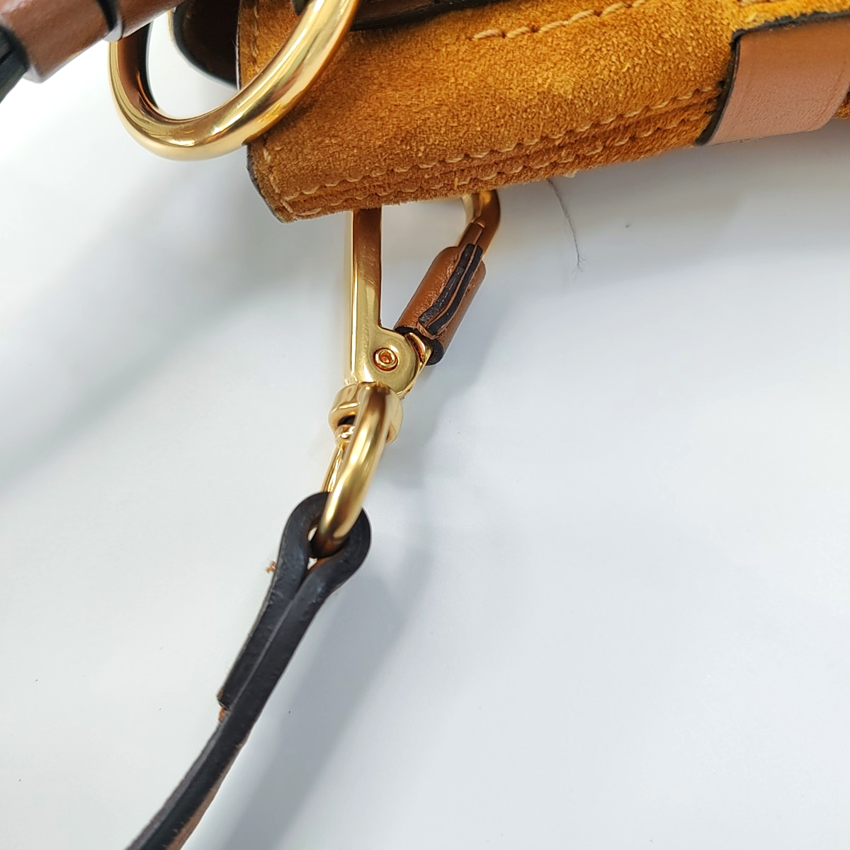 Chloé Mustard Yellow Velvet Leather Stud Quilted Single Shoulder Bag Tote Bag Golden hardware shoulder straps-(SKU)-954357662