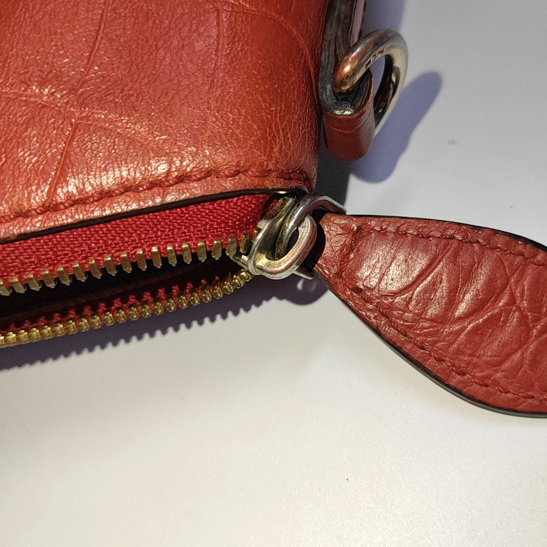 MCM Red Leather Textured Tote Bag Silver Hardware-(SKU)-933876328