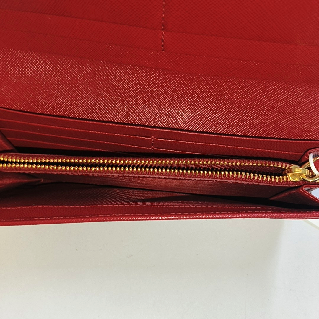PRADA Fiocco Bow Red Leather Wallet Golden hardware-(SKU)-945456759