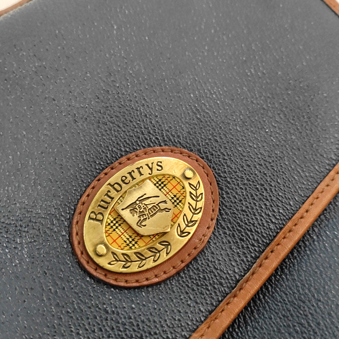 BURBERRY Dark Blue Cowhide Crossbody Bag Tote Bag Single Shoulder Bag Golden hardware Removable shoulder strap-(SKU)-955231320
