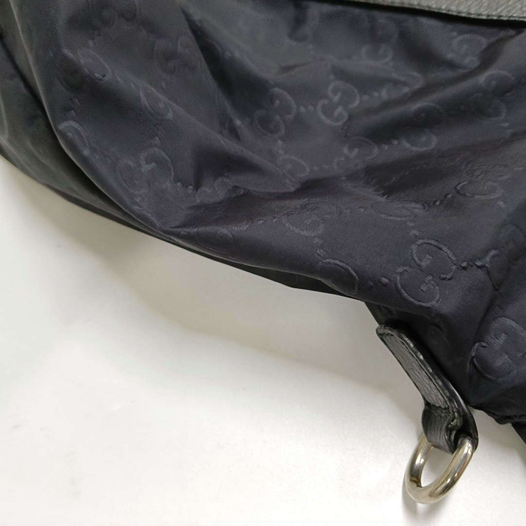 GUCCI GG Imprime Black Nylon Old Flower Single Shoulder Bag Handbag Crossbody Bag Silver Hardware Removable shoulder strap-(SKU)-958181512