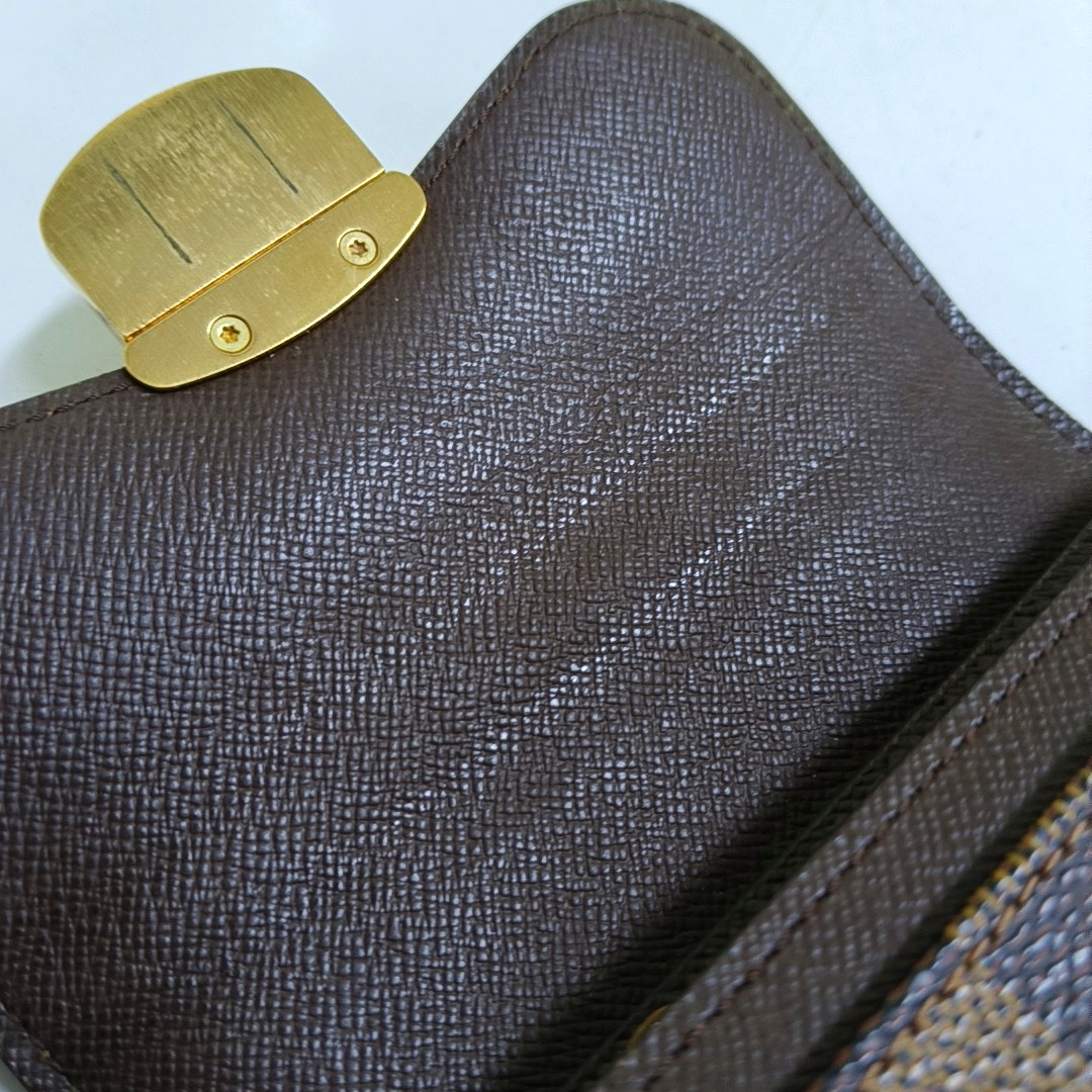 LOUIS VUITTON JOEY Brown Coated Canvas Checkered Wallet Golden hardware-(SKU)-959275247