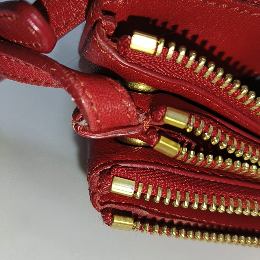 CELINE TRIO Small size Red Cowhide Crossbody Single Shoulder Bag Golden hardware Sub-bag-(SKU)-929979475