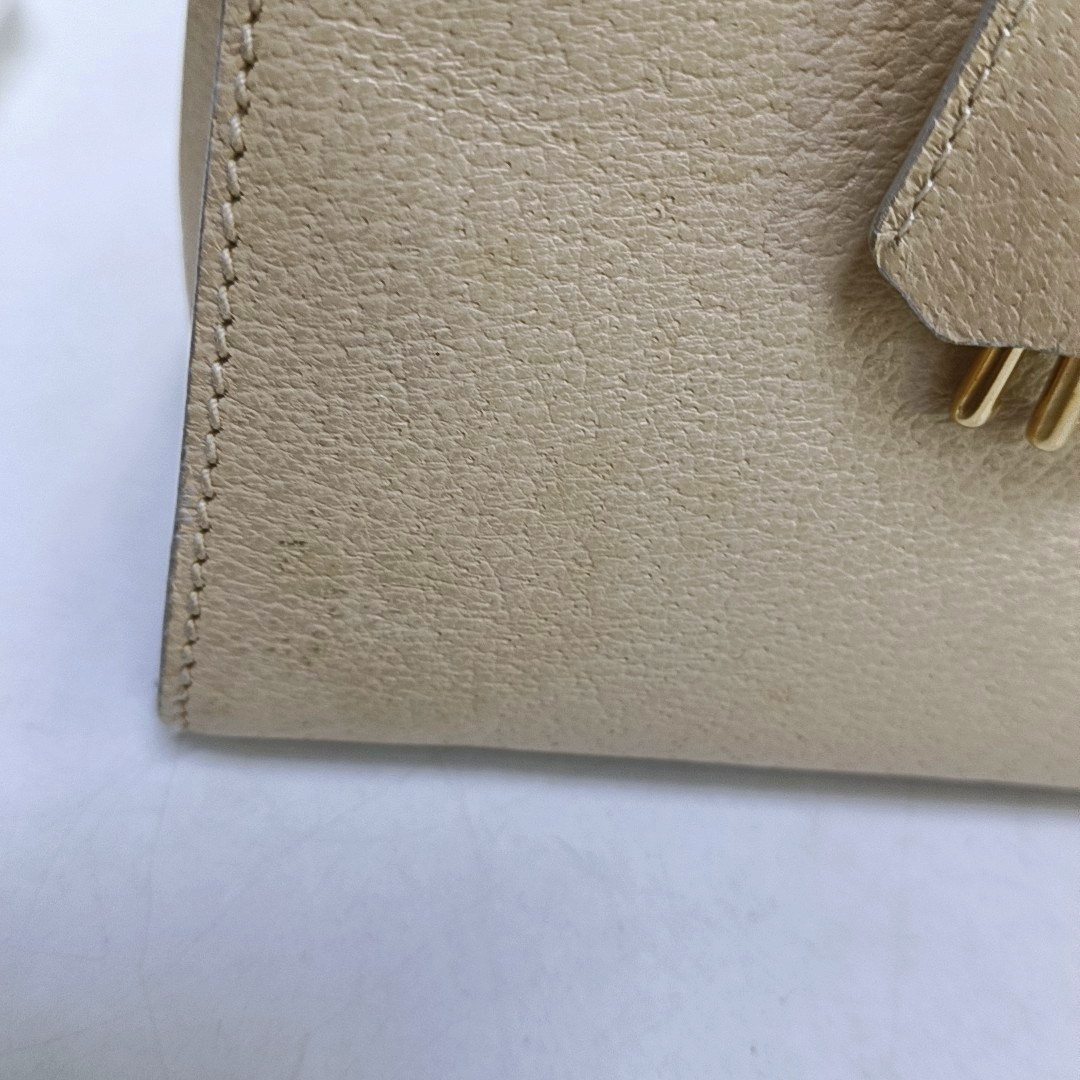 GUCCI Vintage Kelly Beige Leather Single Shoulder Bag Handbag Golden hardware Removable shoulder strap-(SKU)-951806628