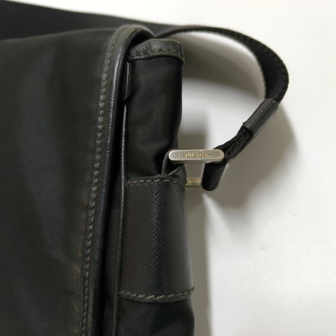 PRADA Black Nylon Crossbody Bag Single Shoulder Bag Silver Hardware-(SKU)-953408479