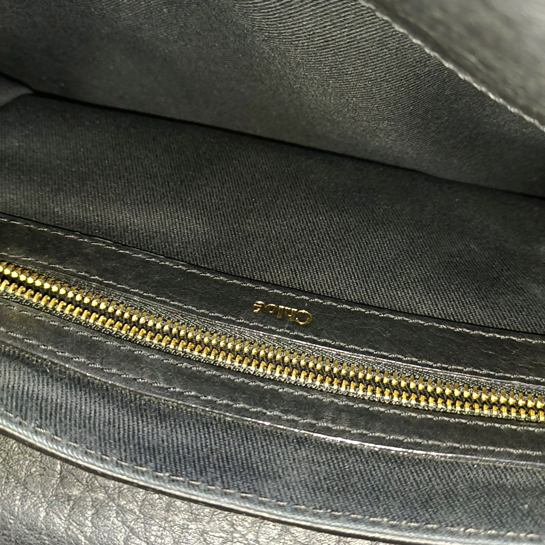 Chloé Sally Medium size Black Leather Single Shoulder Bag Golden hardware-(SKU)-947220516