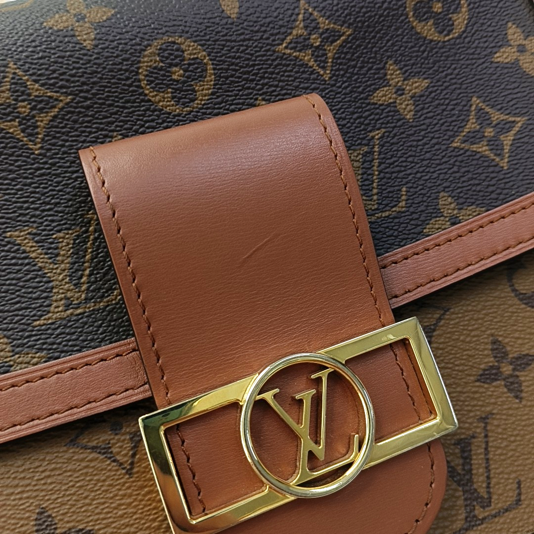 LOUIS VUITTON DAUPHINE Medium Brown Coated Canvas Monogram Vernis Dauphine Shoulder Bag Crossbody with 2 Detachable Straps-(SKU)-957064267