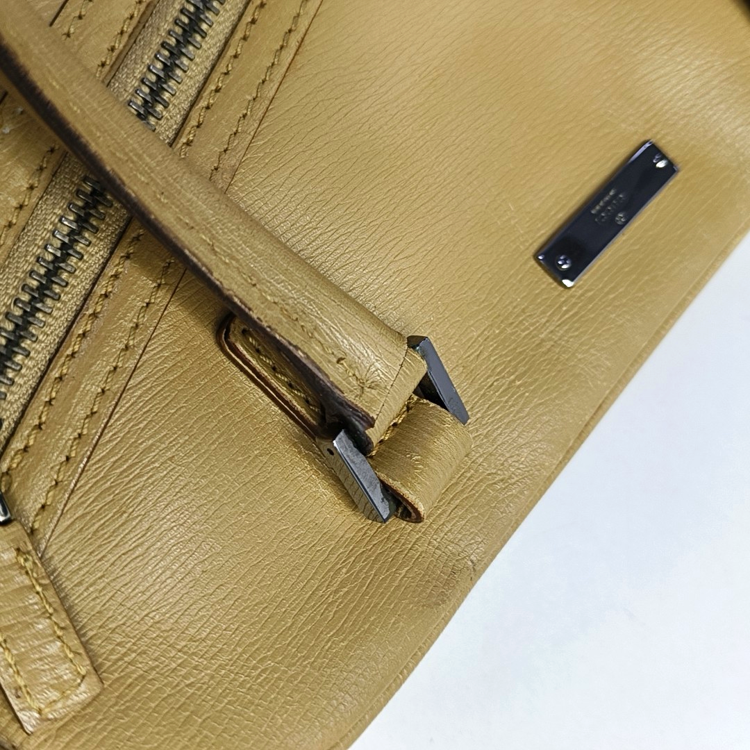 GUCCI Khaki Leather Tote Silver Hardware-(SKU)-945954036
