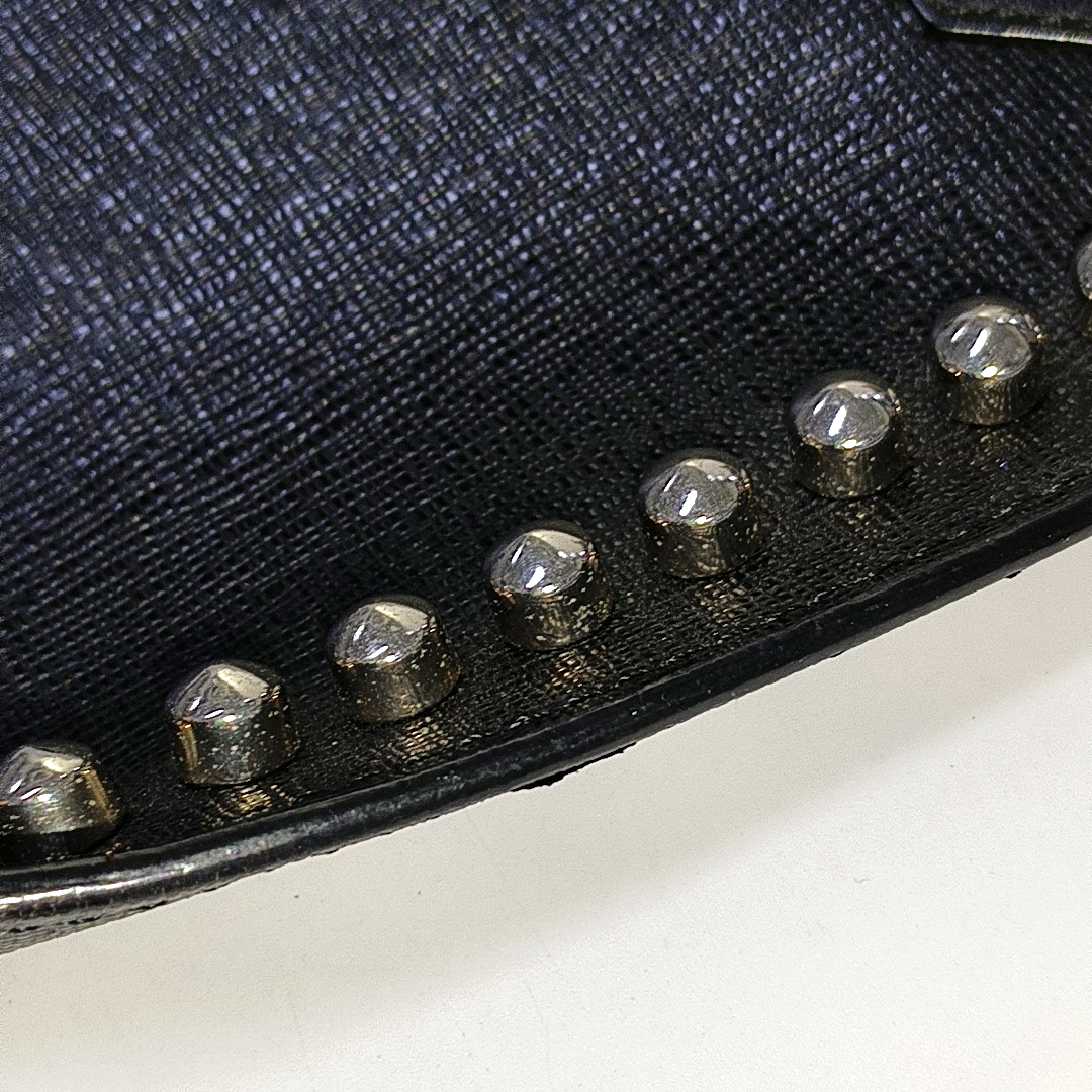 FENDI Karlito Black Leather Studs Handbag Silver Hardware-(SKU)-934933009
