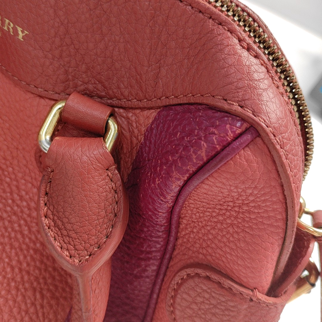 BURBERRY Orange Cowhide Single Shoulder Bag Handbag Crossbody Bag Golden hardware-(SKU)-943185246