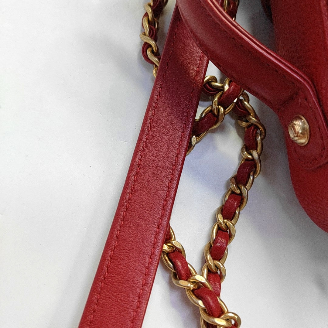 CHANEL FILIGREE Small Red Calfskin Quilted Shoulder Bag Crossbody Bag with Gold Hardware-(SKU)-967530368