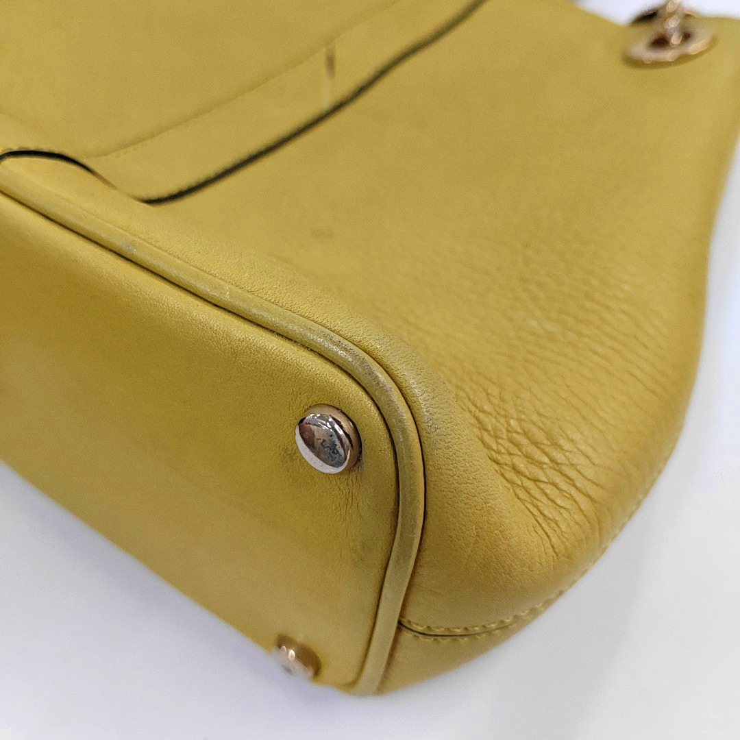 CELINE Yellow Cowhide Single Shoulder Bag Crossbody Bag Golden hardware-(SKU)-946897098