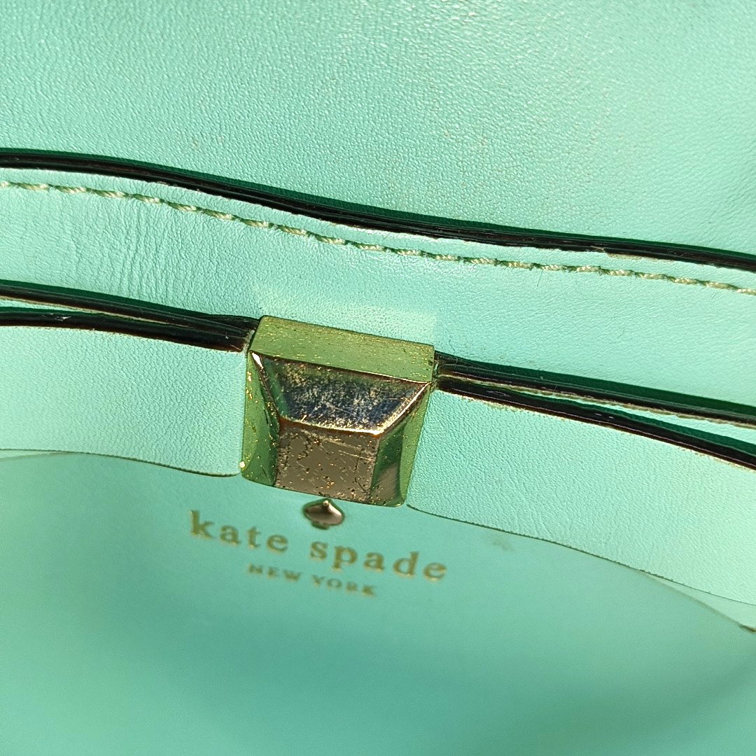 Kate Spade Green leather single shoulder bag handbag crossbody bag Golden hardware Removable shoulder strap-(SKU)-14289698