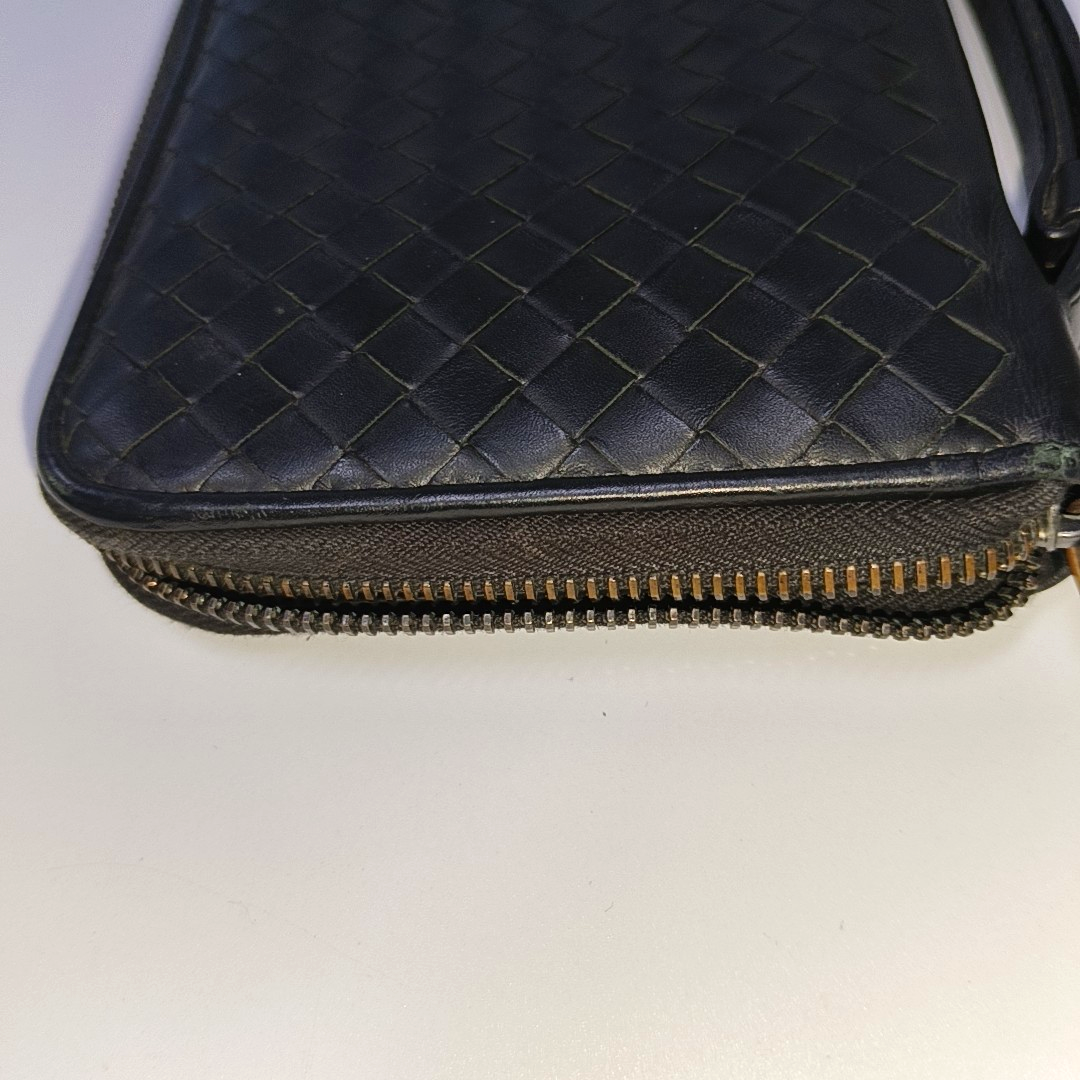 BOTTEGA VENETA Black Cowhide Woven Wallet Black hardware-(SKU)-932935096