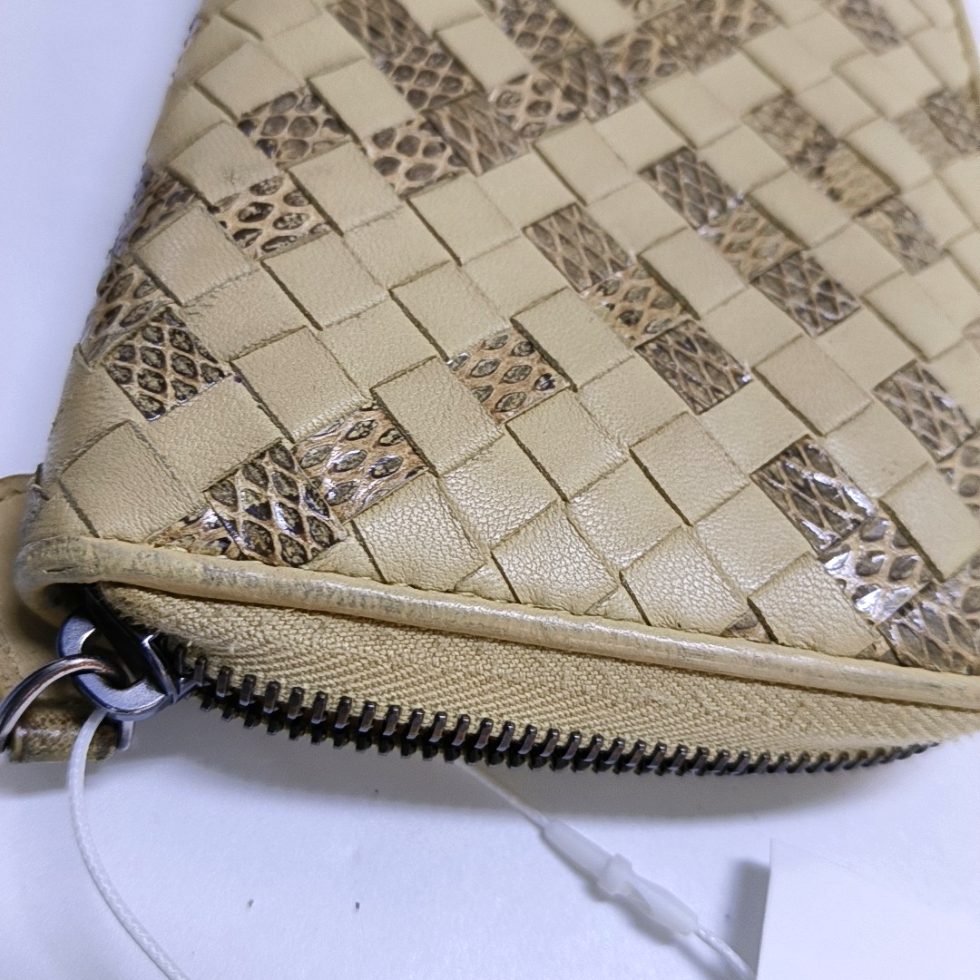 BOTTEGA VENETA Khaki Cowhide Braided Wallet Silver Hardware-(SKU)-958796805