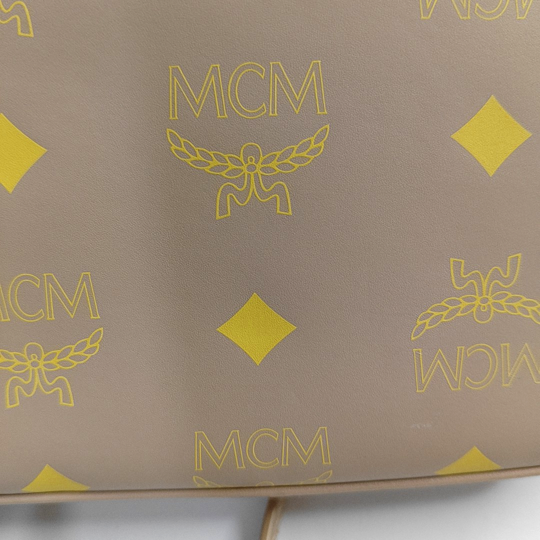 MCM DELMY mini Khaki Coated Canvas Monogram Single Shoulder Bag Handbag Crossbody Golden hardware shoulder straps-(SKU)-944497283