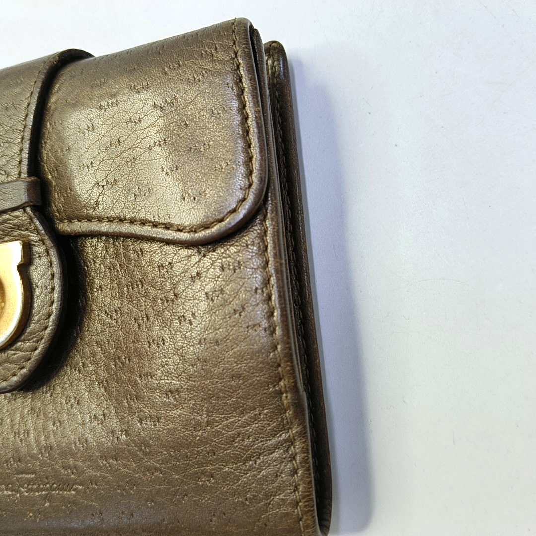 FERRAGAMO Brown Cowhide Wallet Golden hardware-(SKU)-943612339