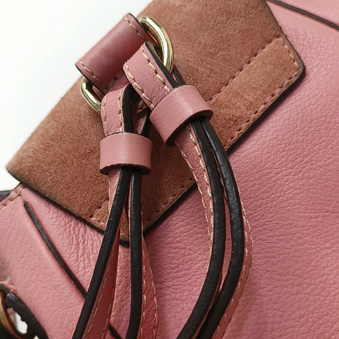 Chloé Faye mini Pink Cowhide Backpack Single Shoulder Bag Golden hardware shoulder straps-(SKU)-958394147