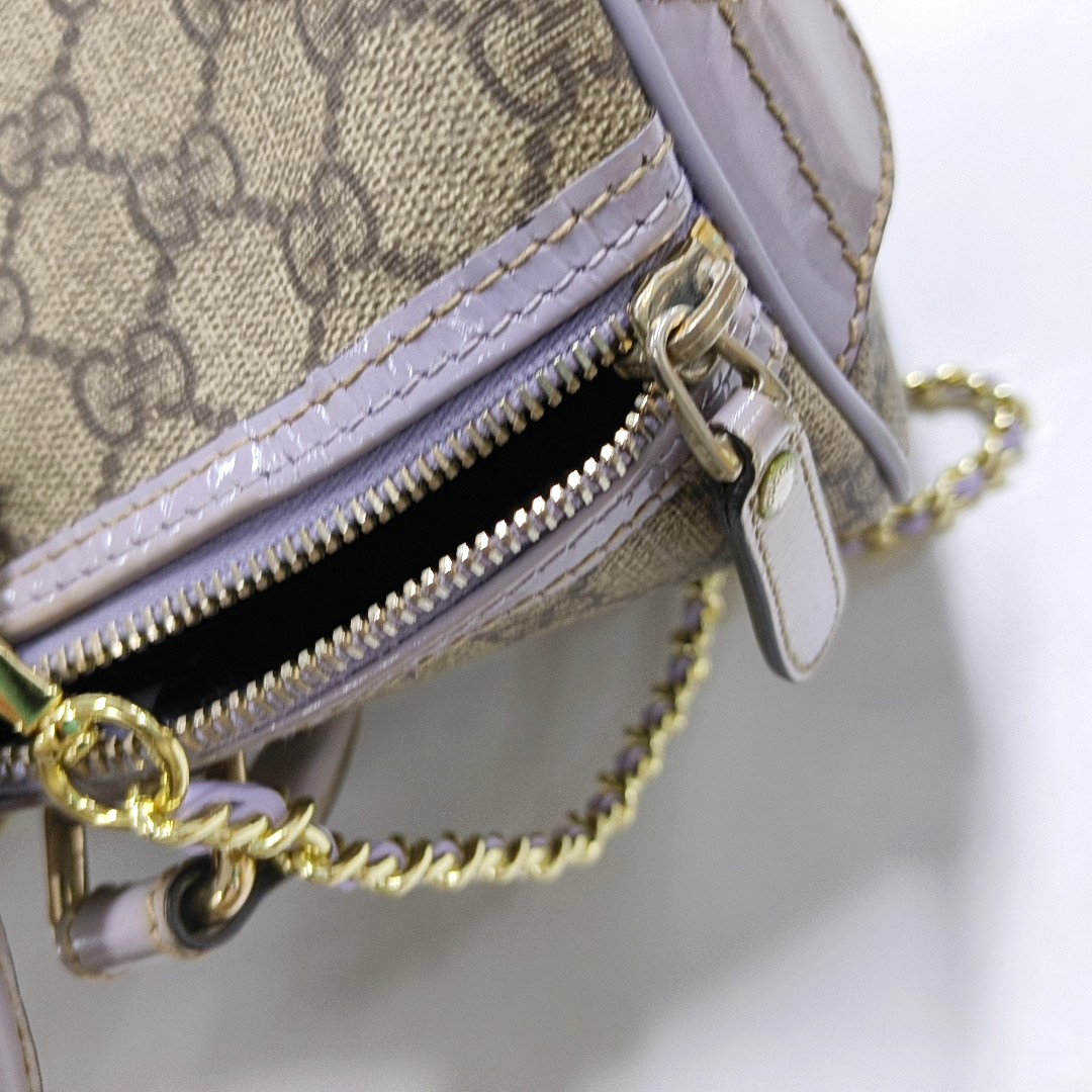 GUCCI BostonBrown Coated Canvas Embossed Handbag-(SKU)-946323823