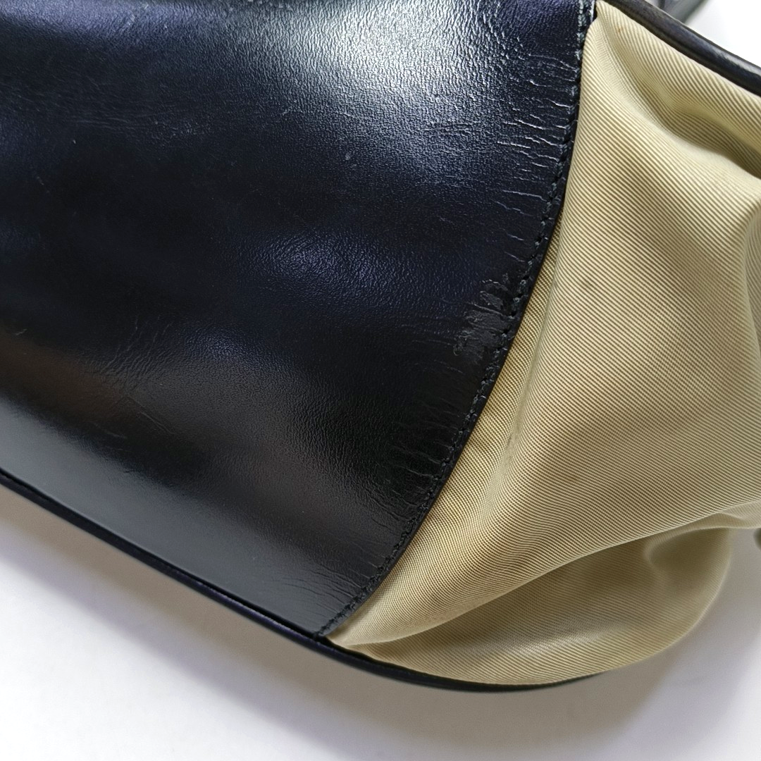 PRADA Beige nylon single shoulder bag handbag Silver Hardware-(SKU)-953446216