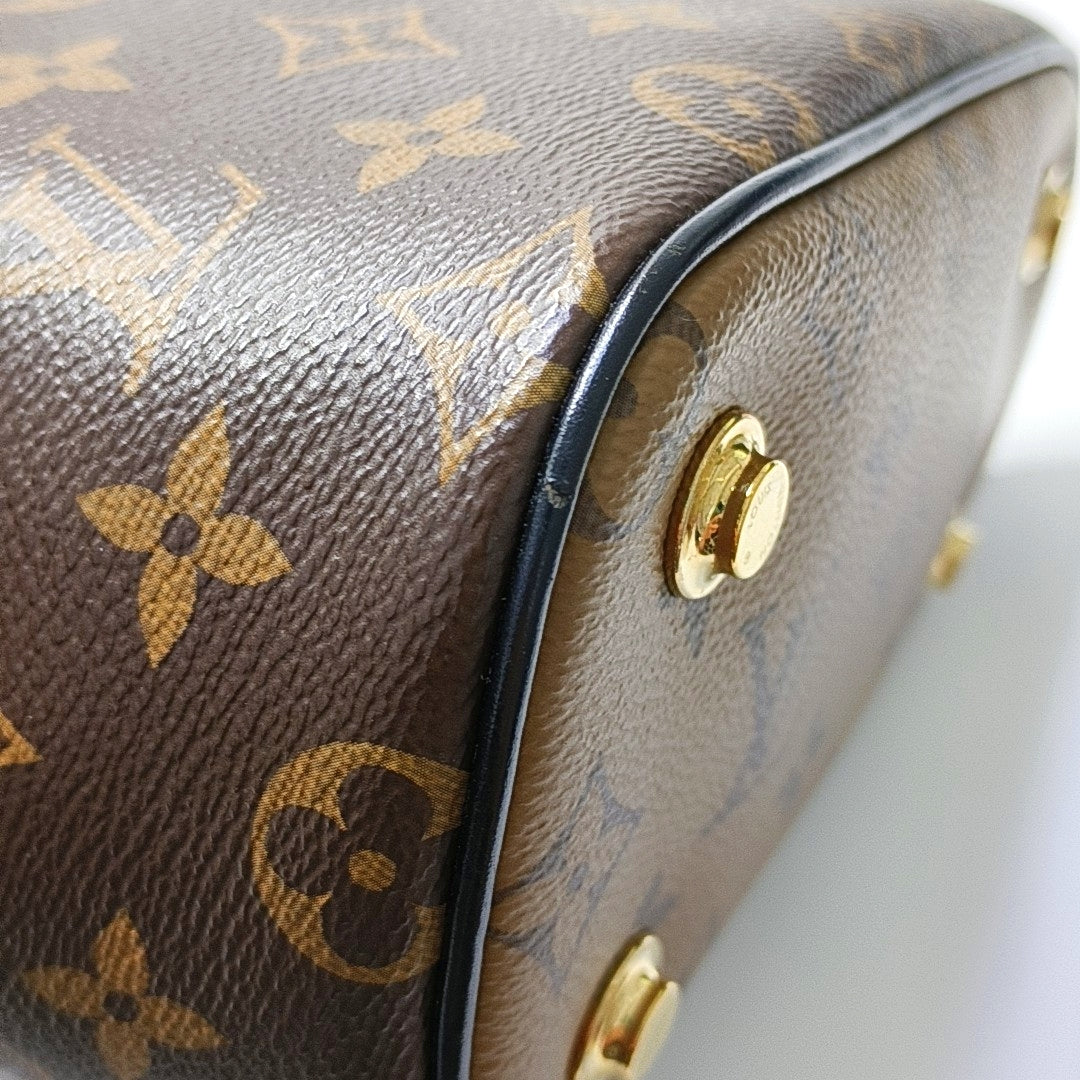 LOUIS VUITTON NICE Small Brown Coated Canvas Vintage Shoulder Bag Tote Bag Crossbody Bag Gold Hardware Removable Strap-(SKU)-969536656