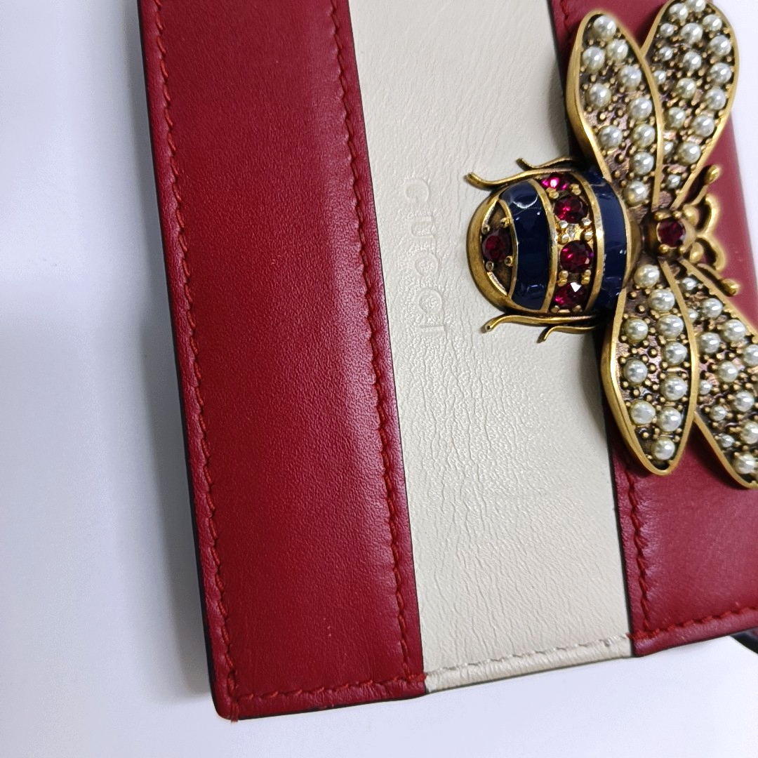 GUCCI Queen Margaret Red Cowhide Bee Wallet Golden hardware-(SKU)-953738201