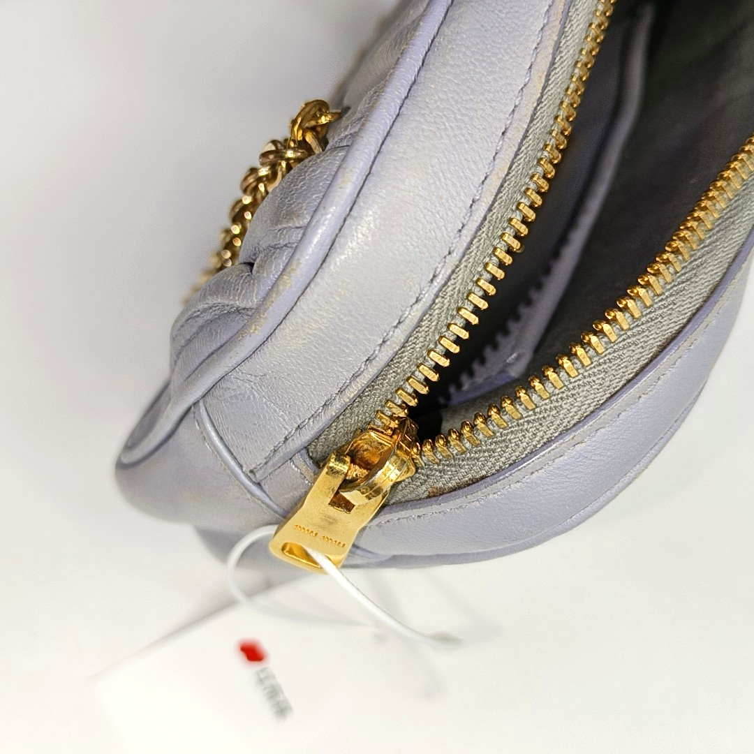 Miu Miu Blue Leather Quilted Sling Bag Crossbody Bag Golden hardware-(SKU)-952706910