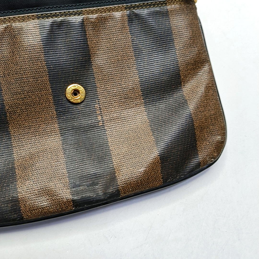FENDI Pequin Brown Coated Canvas Relief Single Shoulder Bag Crossbody Bag Golden hardware-(SKU)-943935184