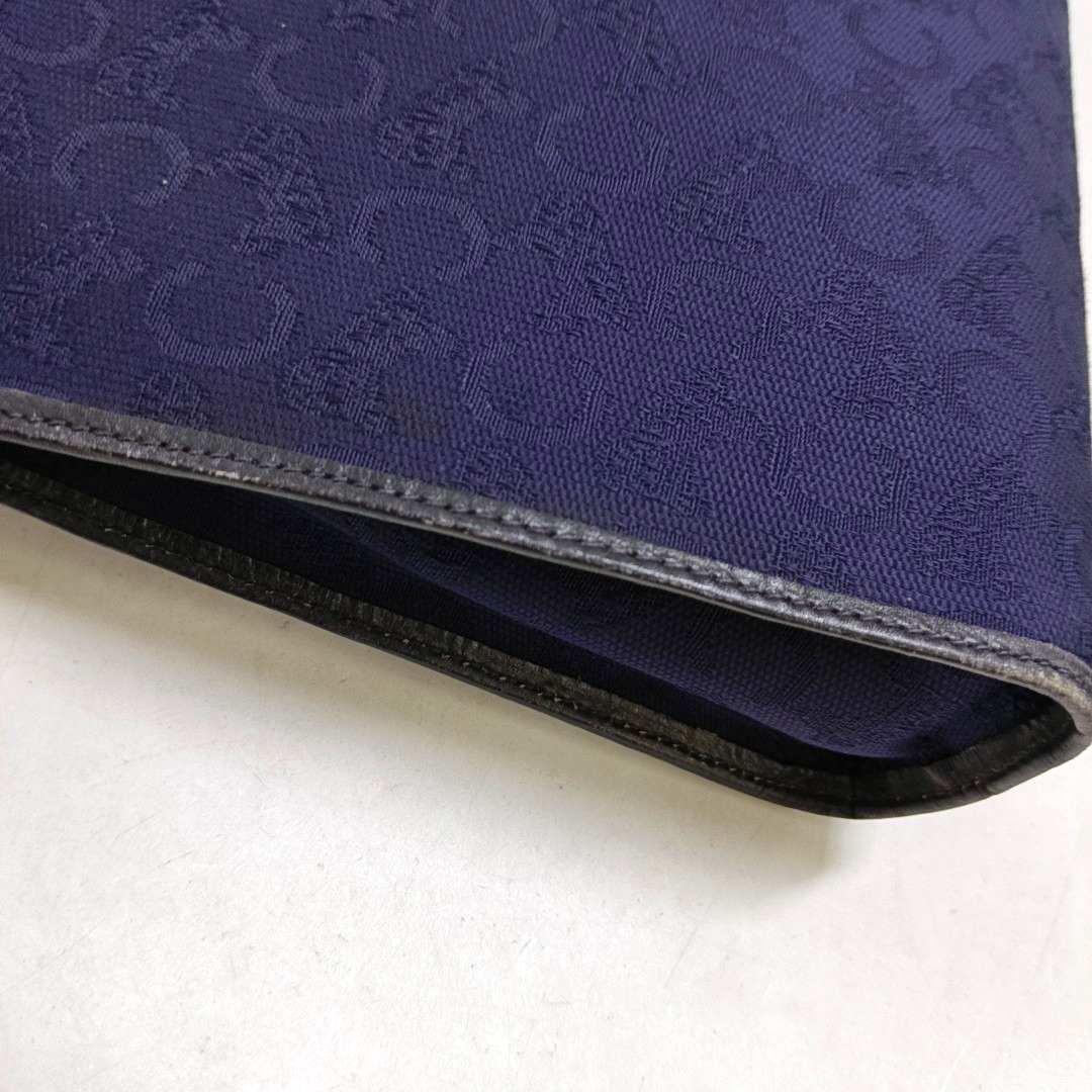 CELINE Dark Blue Canvas Floral Handbag Golden hardware-(SKU)-950300575