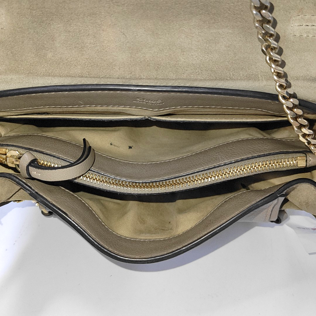 Chloé Faye Medium size Grey Cowhide Single Shoulder Bag Tote Shoulder Bag Crossbody Bag Golden Silver Hardware Removable shoulder strap-(SKU)-939956947