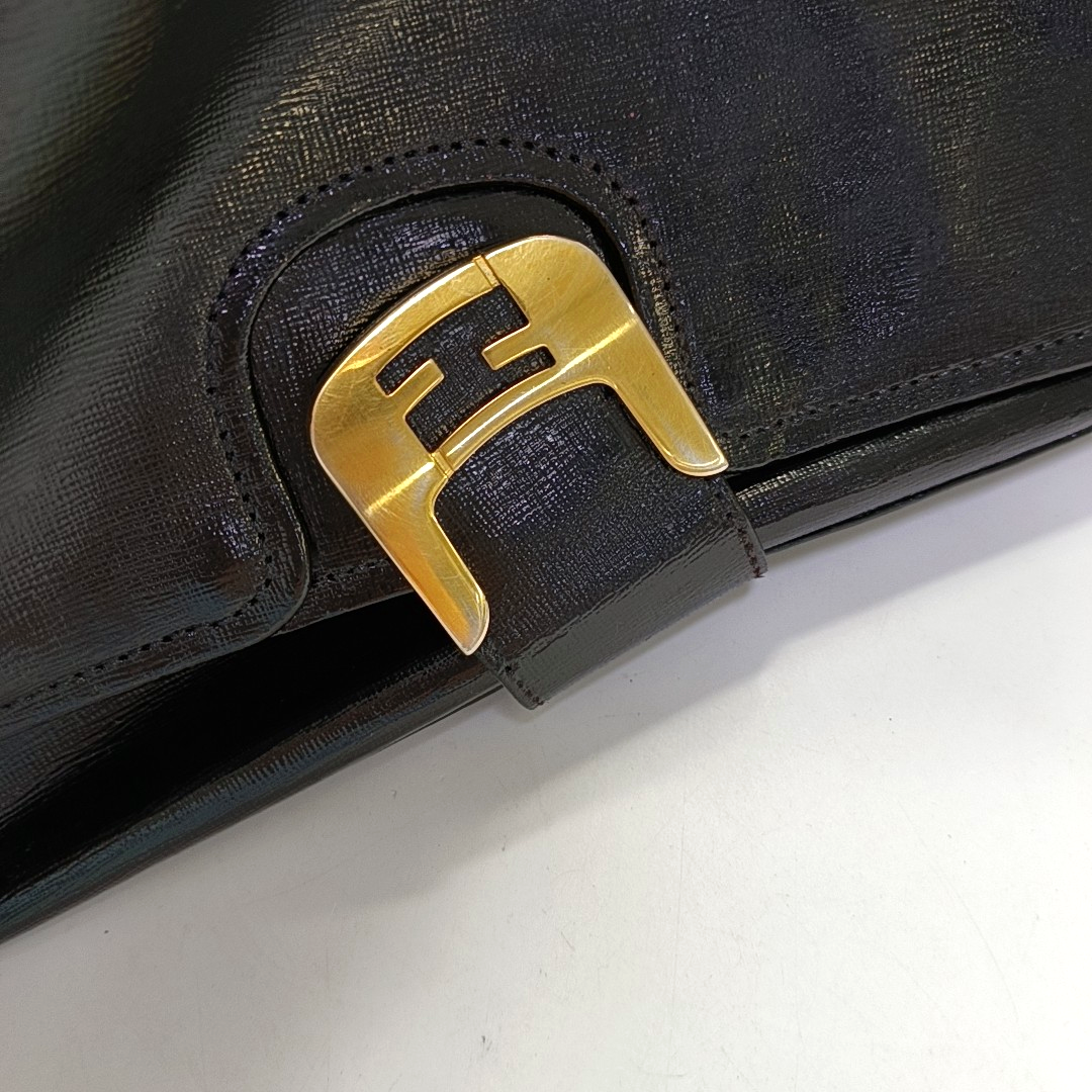 FENDI Black Cowhide Single Shoulder Bag Tote Bag Golden hardware Removable shoulder strap-(SKU)-942811909