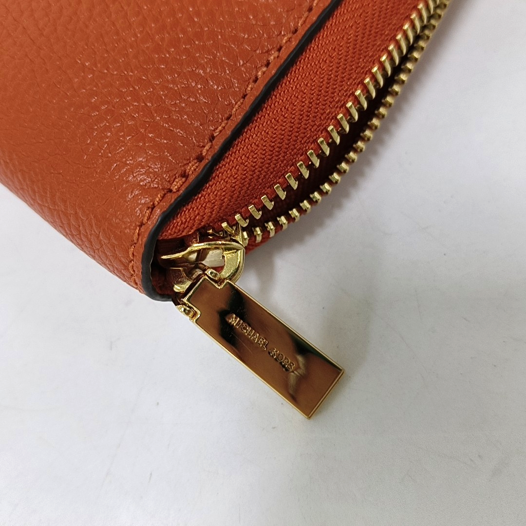 MICHAEL KORS Mercer Orange Cowhide Wallet Golden hardware-(SKU)-943455546
