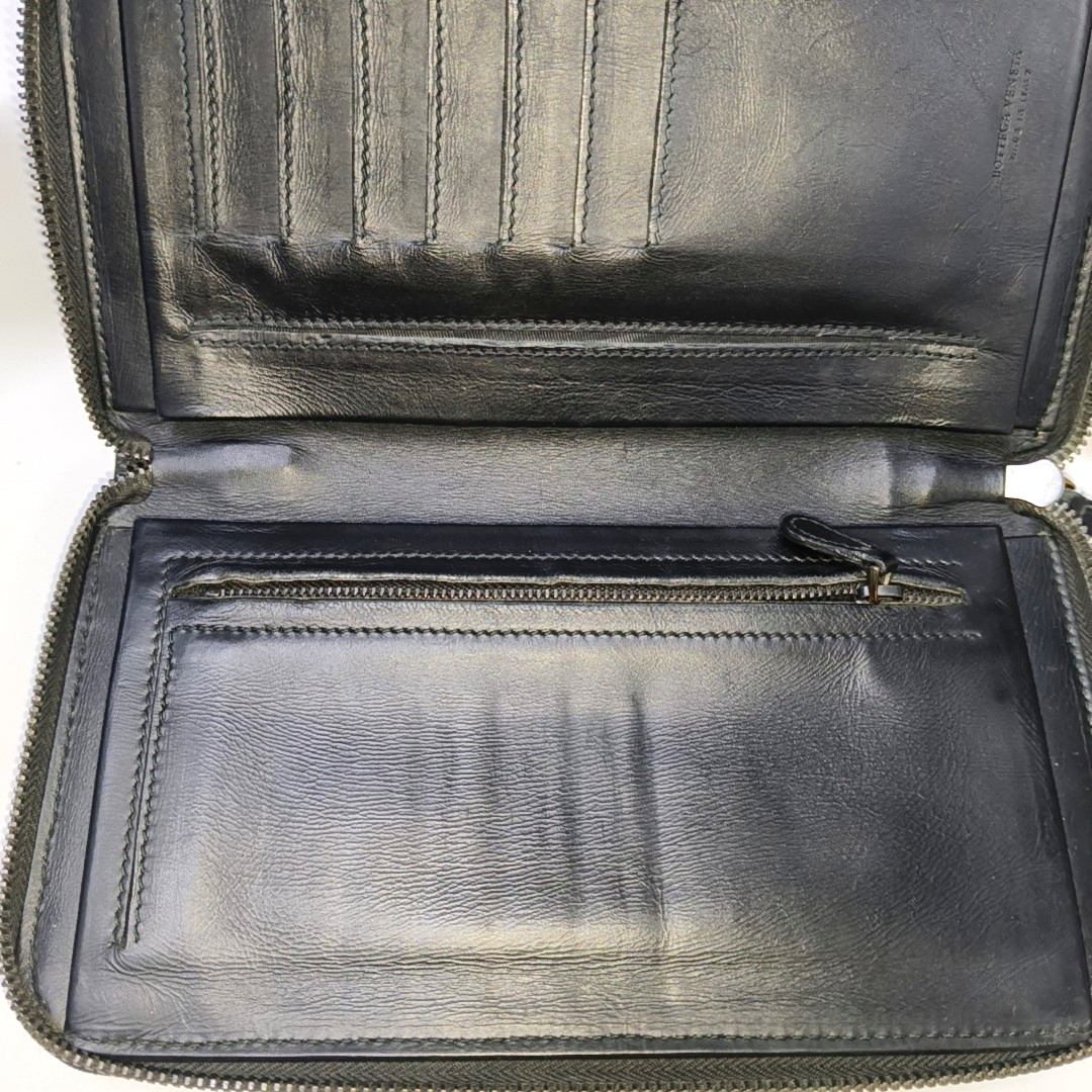BOTTEGA VENETA Black Cowhide Woven Wallet Black hardware-(SKU)-932935096