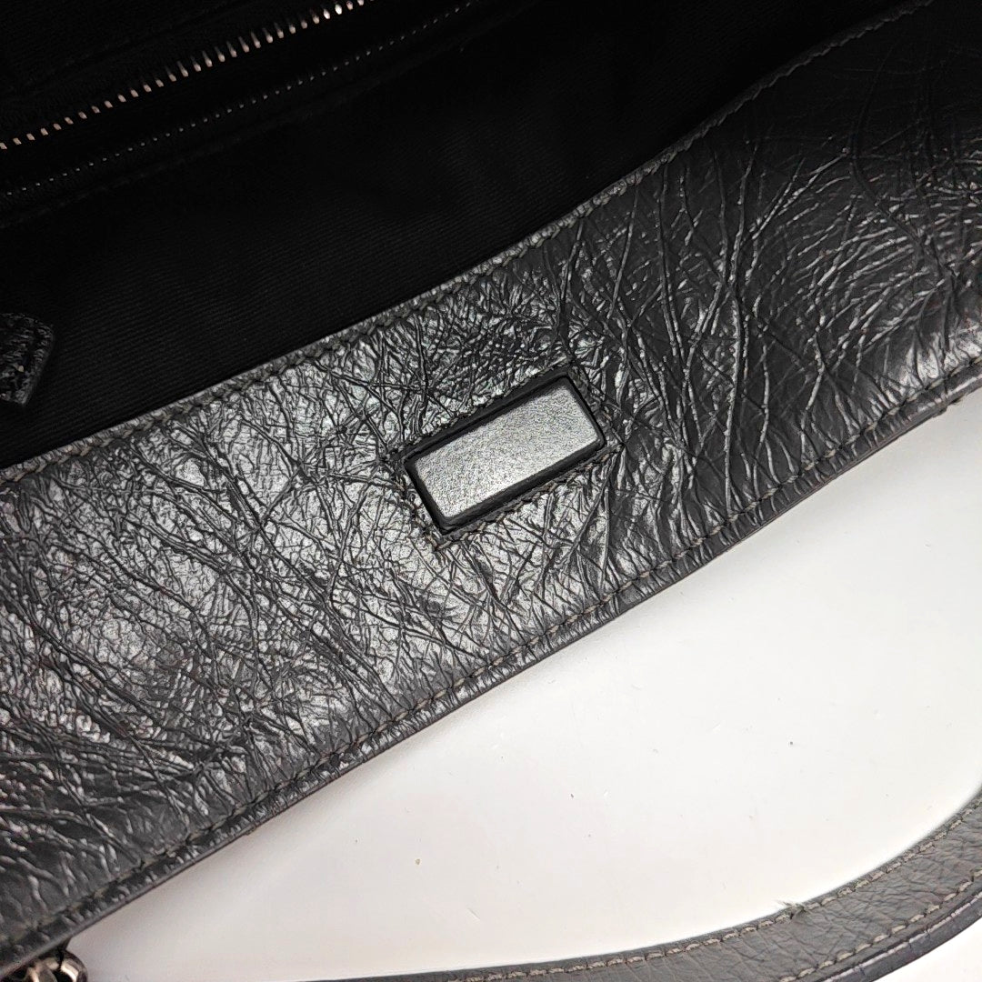 YSL NIKI Medium Size Dark Grey CalfskinSingle Shoulder Bag Tote with Palladium Hardware-(SKU)-970510636