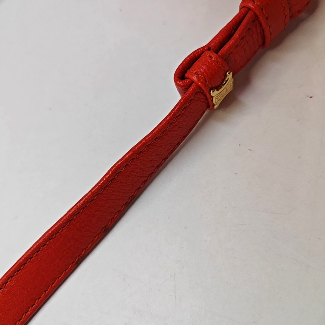 CELINE Red Calf Leather Crossbody Shoulder Bag Tote Golden hardware-(SKU)-941984200