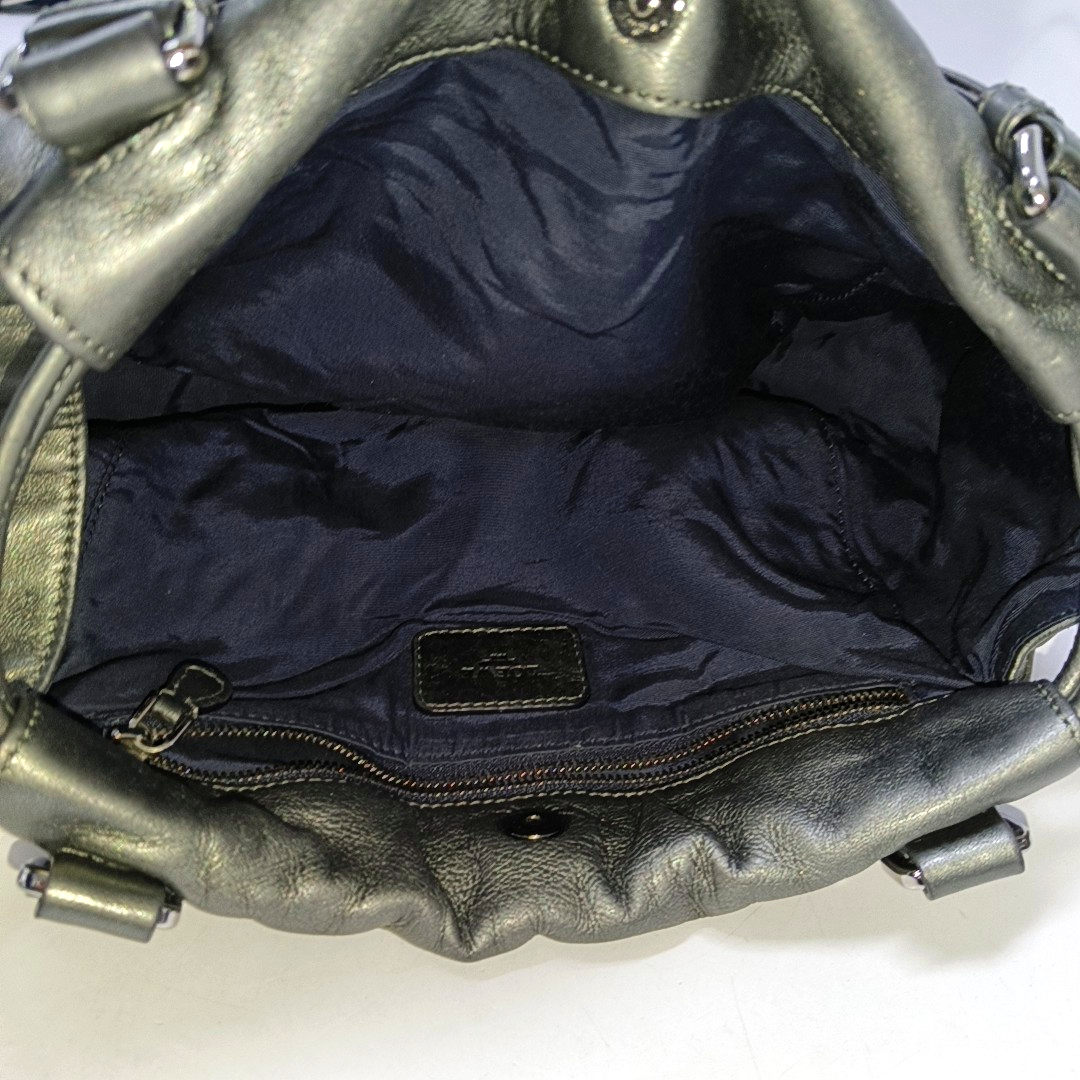 LOEWE Gray Cow Leather Handbag Shoulder Bag Silver Hardware-(SKU)-945383278
