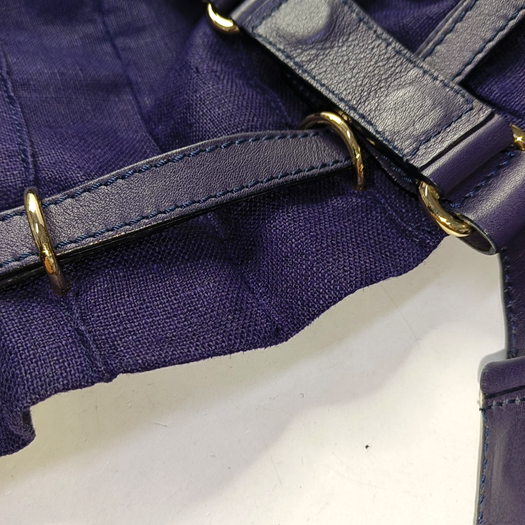 CELINE Tote bag Dark Blue Canvas Shoulder Bag Tote Golden hardware-(SKU)-959916970