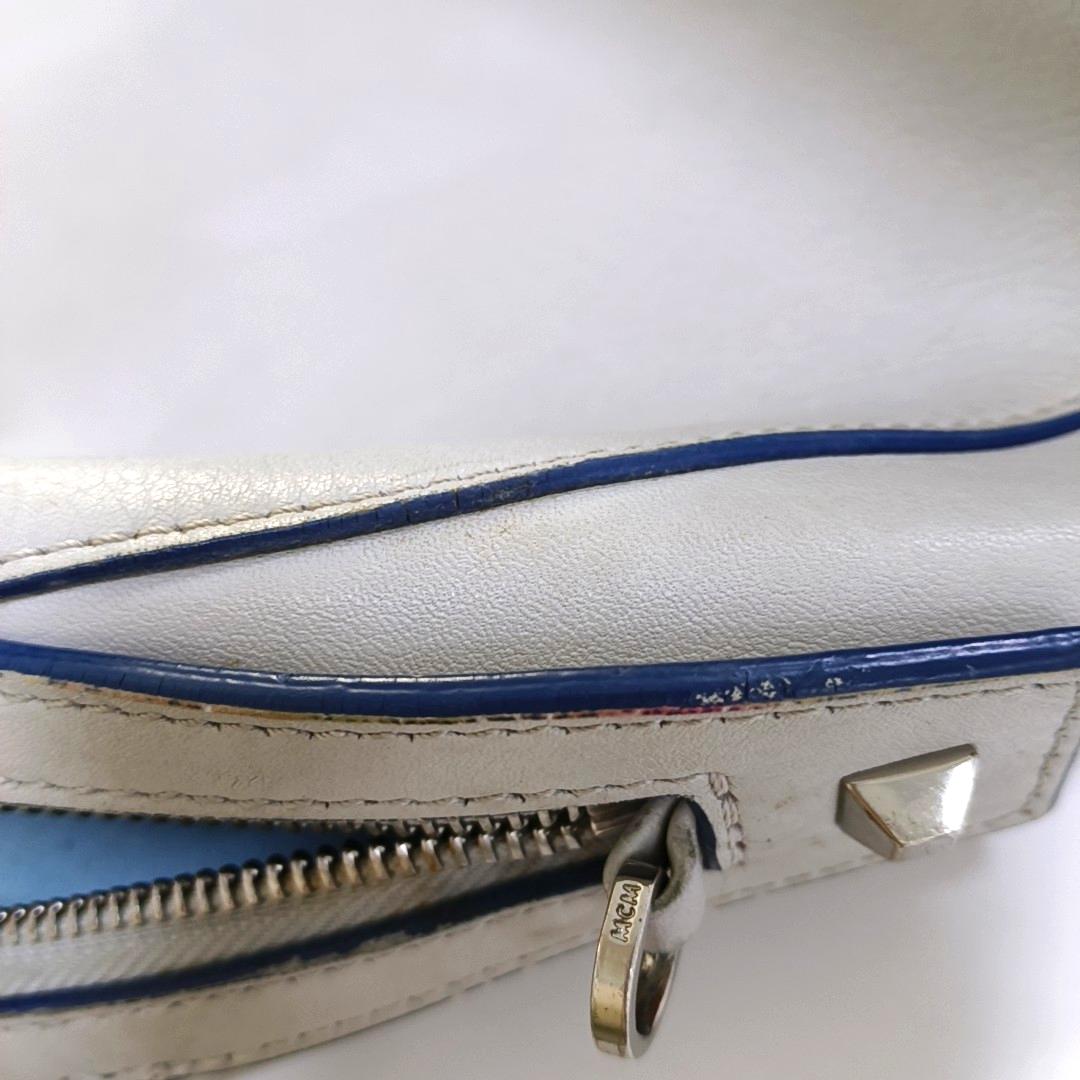 MCM ELLA Light Blue Leather Single Shoulder Bag Silver Hardware Removable shoulder strap-(SKU)-934712148