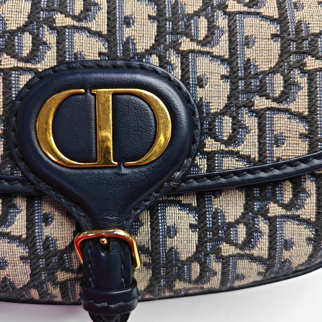 DIOR Bobby East-West Blue Canvas Monogram Embossed Shoulder Bag Crossbody Bag with Detachable Strap-(SKU)-968392687