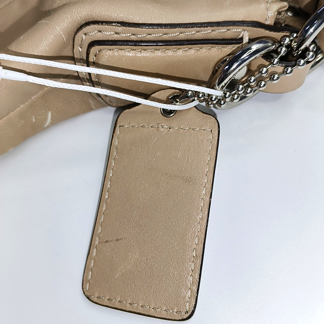 COACH Khaki Leather Single Shoulder Bag Tote Bag Crossbody Bag Silver Hardware Removable shoulder strap-(SKU)-929318439