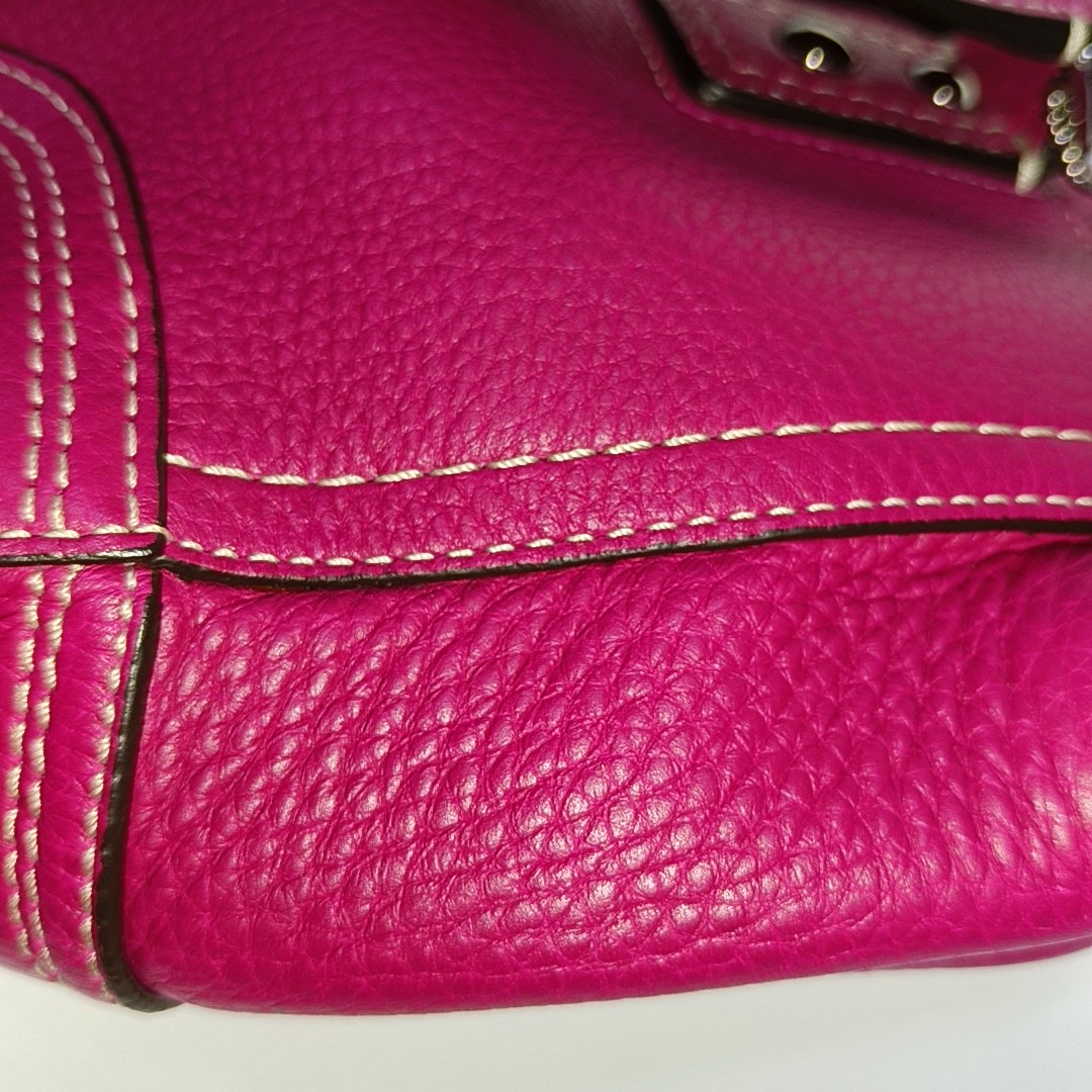 COACH Tote bag Hot Pink Leather Shoulder and Handbag Silver Hardware-(SKU)-933278329