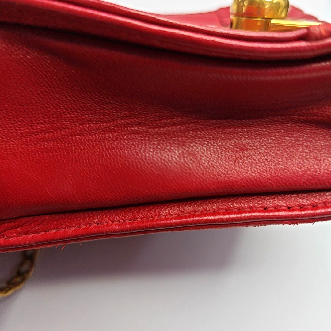PRADA Red Cowhide Quilted Crossbody Bag Single Shoulder Bag Golden hardware Removable shoulder strap-(SKU)-960577105