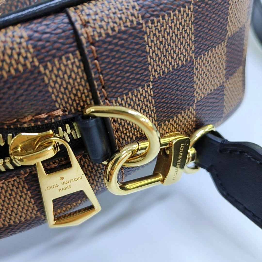 LOUIS VUITTON VALISETTE BB Brown Coated Canvas Checkered Camera Bag Crossbody Bag Removable Strap-(SKU)-968883454